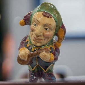 Vintage Staffordshire Jester Jug 7.25” Manor Pottery Toby Character
